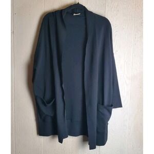 PACT Open Cardigan Womens Medium Black Organic Cotton Modern Minimalist